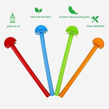 Durable plastic bird cage perch for parakeets in red, blue, green, and orange, safe and non‑toxic with smooth finish