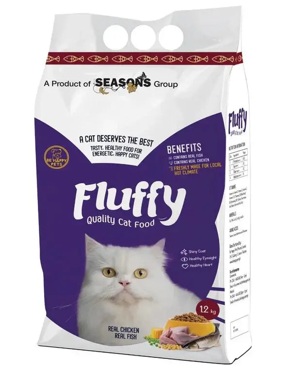 Fluffy Cat Food 1.2kg – Complete Nutrition for All Life Stages, Supports Healthy Skin & Shiny Hair - Talha Traders