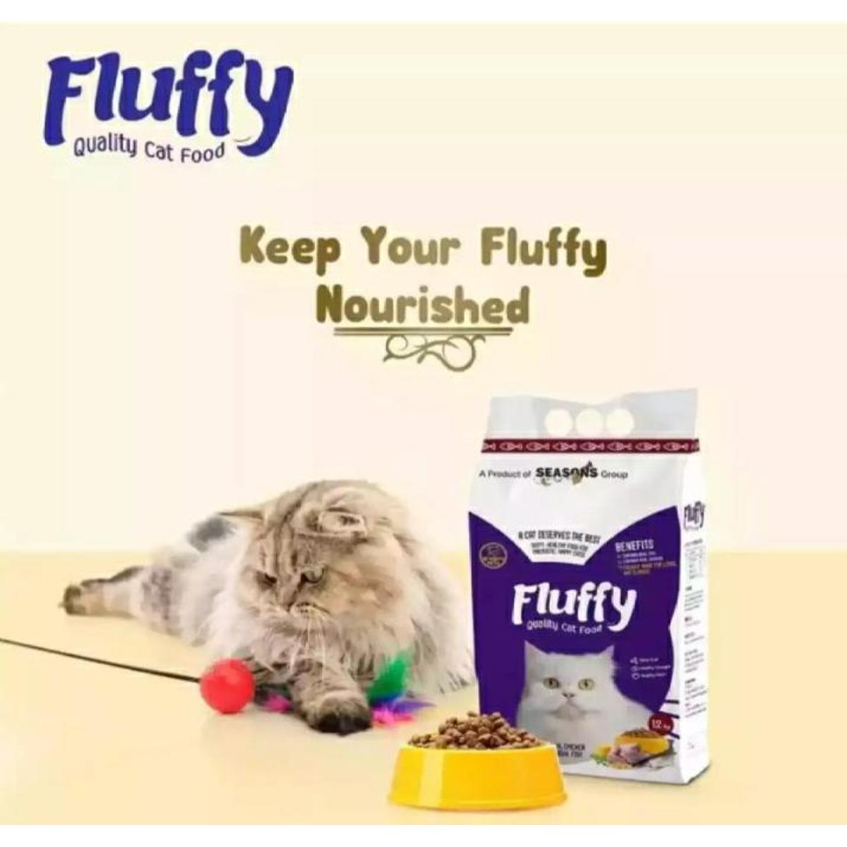 Fluffy Cat Food 1.2kg bag – complete nutrition for cats of all life stages, supports healthy skin and shiny coat