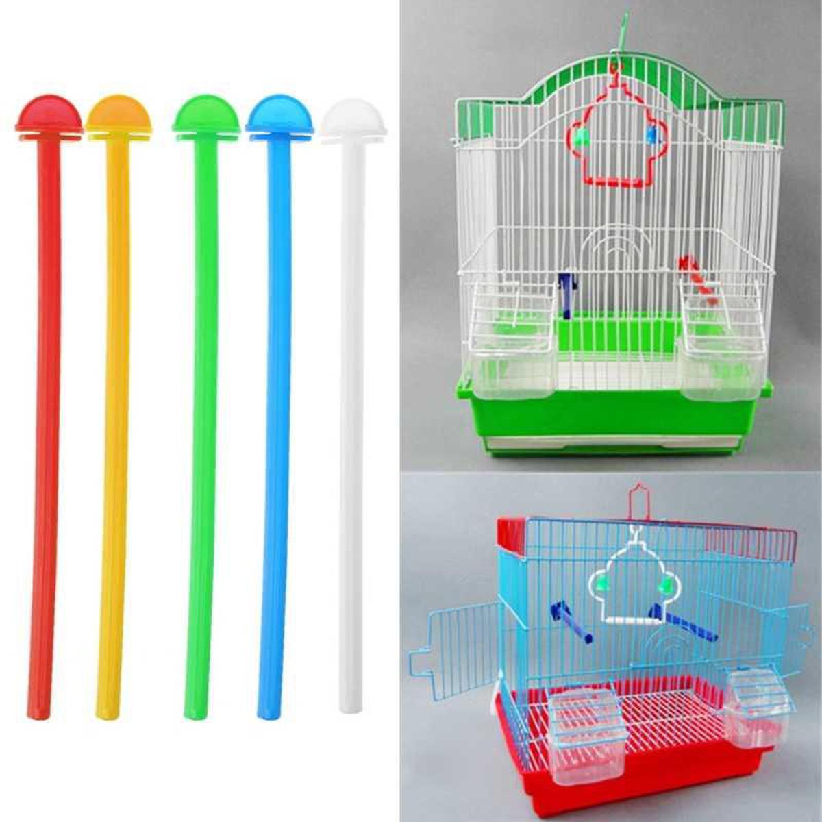 Colorful plastic bird cage perches – durable, lightweight & safe - cage view