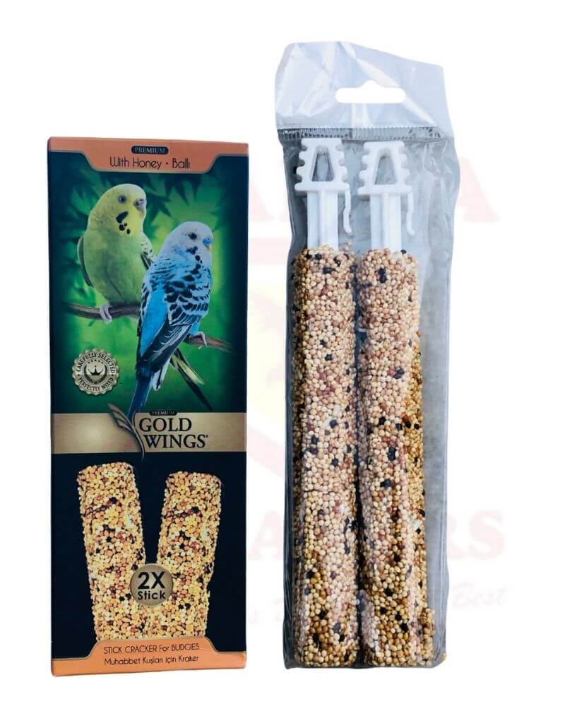 Gold Wings bird seed sticks packaging with two sticks visible on a white background