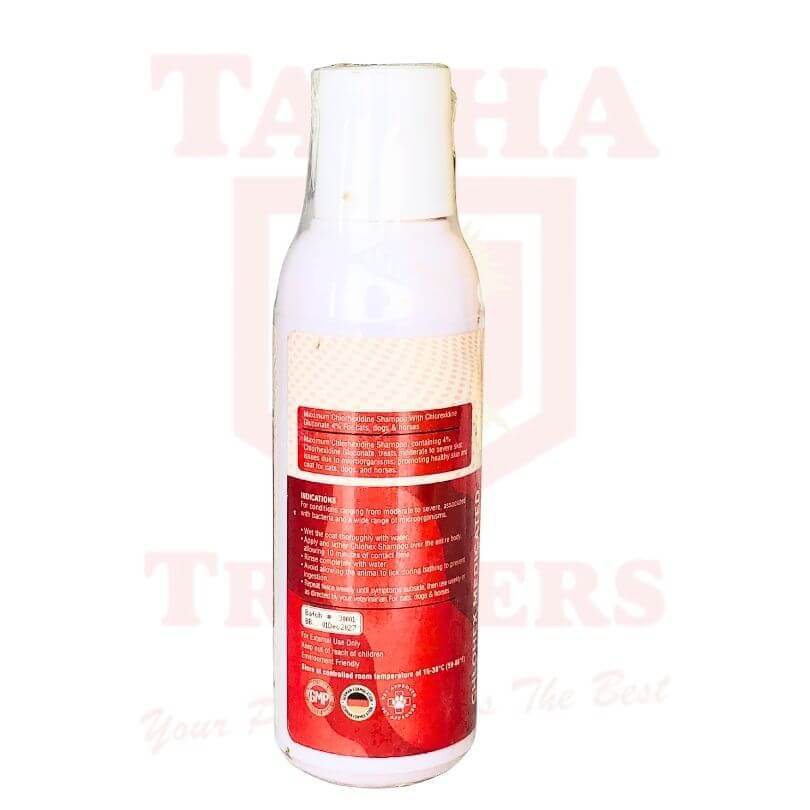 Bottle with red label on a white background