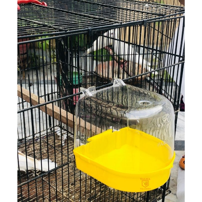 Bird bath tub attached to cage, providing a clean and fun bathing space for pet birds