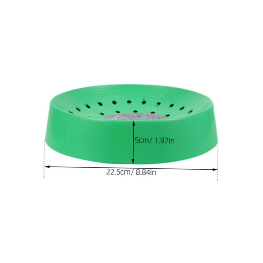 Green pigeons nesting bowl with measurements on a white background