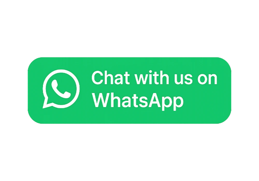 Green button with WhatsApp logo and text 'Chat with us on WhatsApp' on a white background