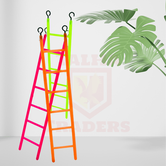 Hanging bird cage ladder toy – colorful climbing stairs for parakeets, lovebirds, finches
